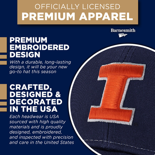 University of Illinois Sideline Trucker Hat One-Size (Navy/White)