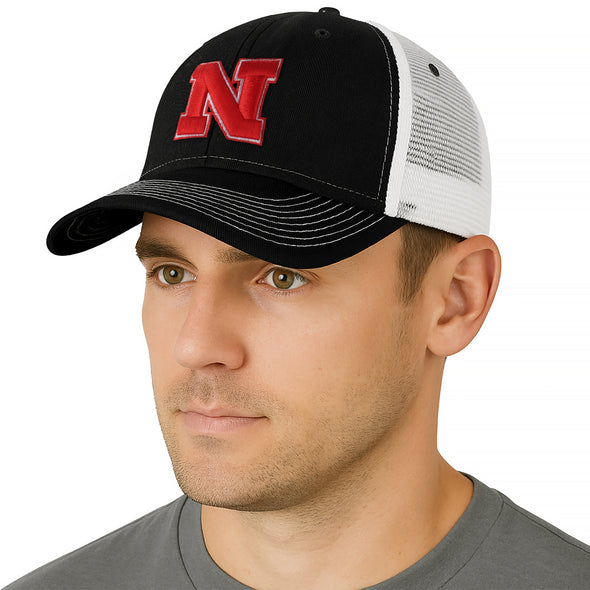 University of Nebraska Sideline Trucker Hat One-Size (Black/White)