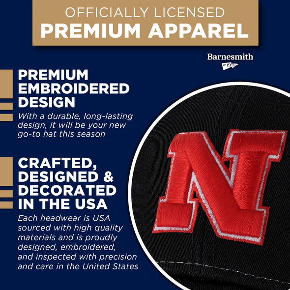 University of Nebraska Sideline Trucker Hat One-Size (Black/White)