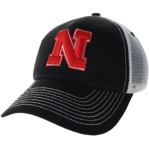 University of Nebraska Sideline Trucker Hat One-Size (Black/White)