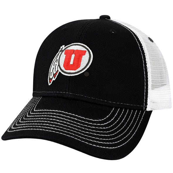 University of Utah Sideline Trucker Hat One-Size (Black/White)