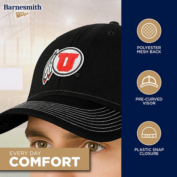 University of Utah Sideline Trucker Hat One-Size (Black/White)