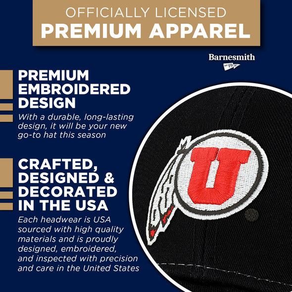 University of Utah Sideline Trucker Hat One-Size (Black/White)