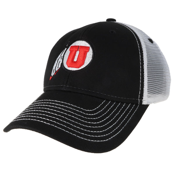 University of Utah Sideline Trucker Hat One-Size (Black/White)