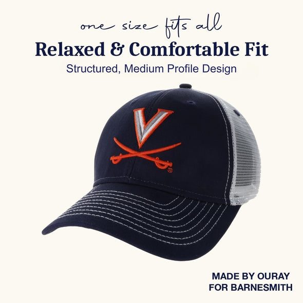 University of Virginia Sideline Trucker Hat One-Size (Navy/White)