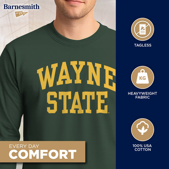 Wayne State University Classic Long Sleeve T-Shirt (Hunter Green)