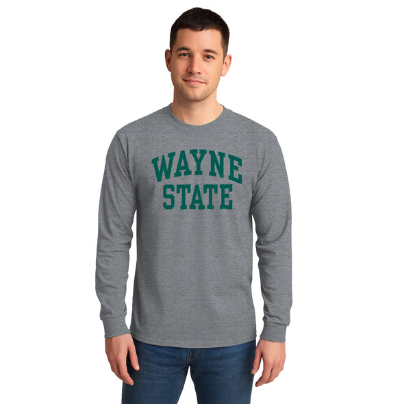 Wayne State University Classic Long Sleeve T-Shirt (Charcoal Grey)