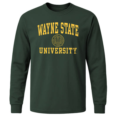 Wayne State University Heritage Long Sleeve T-Shirt (Hunter Green)