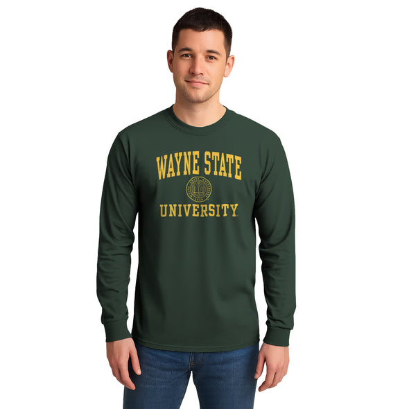 Wayne State University Heritage Long Sleeve T-Shirt (Hunter Green)