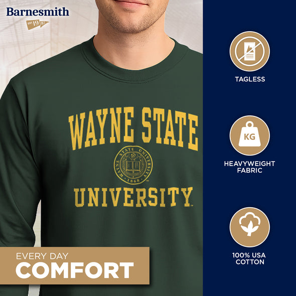 Wayne State University Heritage Long Sleeve T-Shirt (Hunter Green)