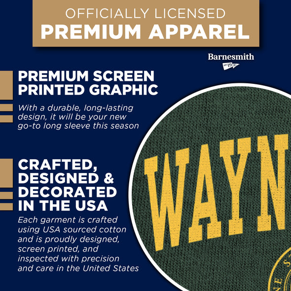 Wayne State University Heritage Long Sleeve T-Shirt (Hunter Green)