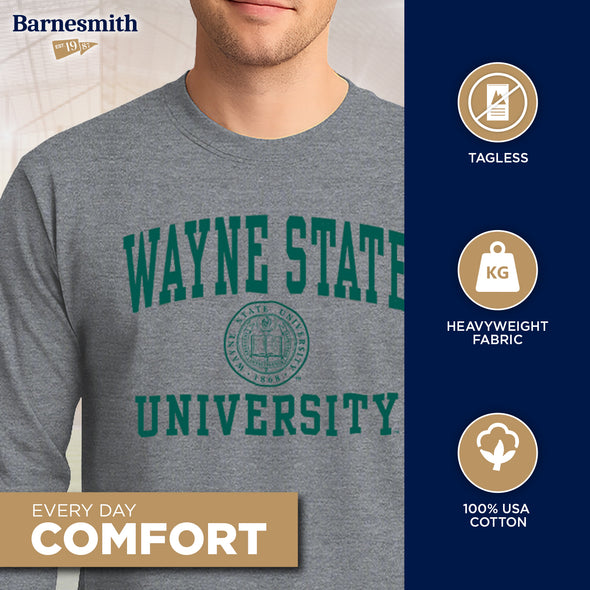Wayne State University Heritage Long Sleeve T-Shirt (Charcoal Grey)