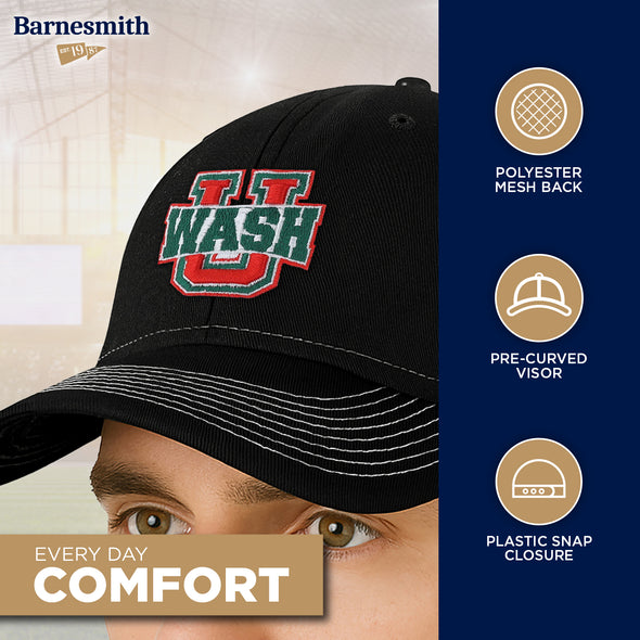 Washington University in St. Louis Sideline Trucker Hat One-Size (Black/White)