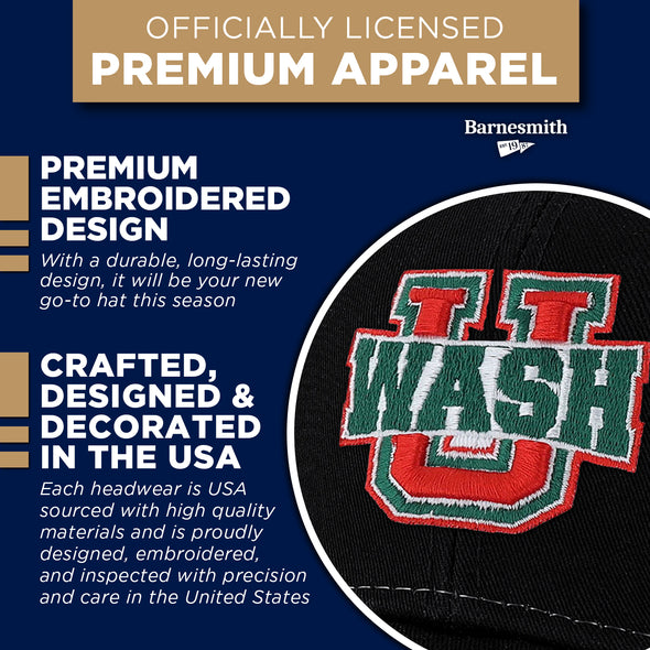 Washington University in St. Louis Sideline Trucker Hat One-Size (Black/White)