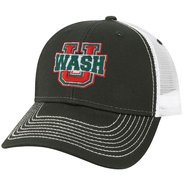 Washington University in St. Louis Sideline Trucker Hat One-Size (Black/White)