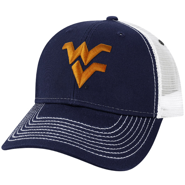West Virginia University Sideline Trucker Hat One-Size (Navy/White)