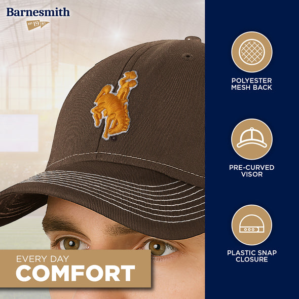 University of Wyoming Sideline Trucker Hat One-Size (Cigar/White)