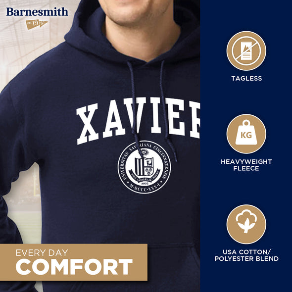 Xavier University Heritage Hooded Sweatshirt (Navy)
